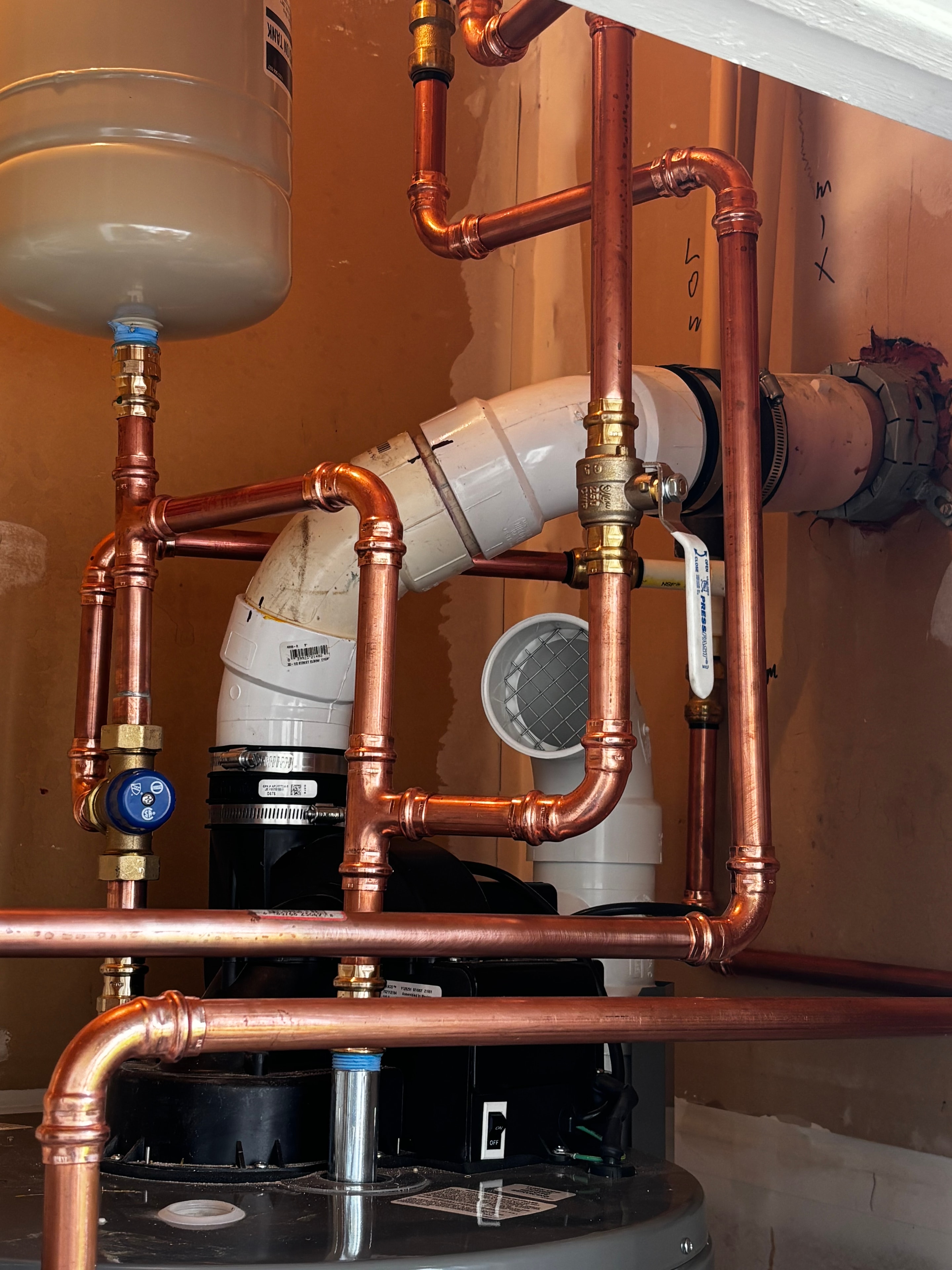 Copper water heater system installation by Revell Plumbing