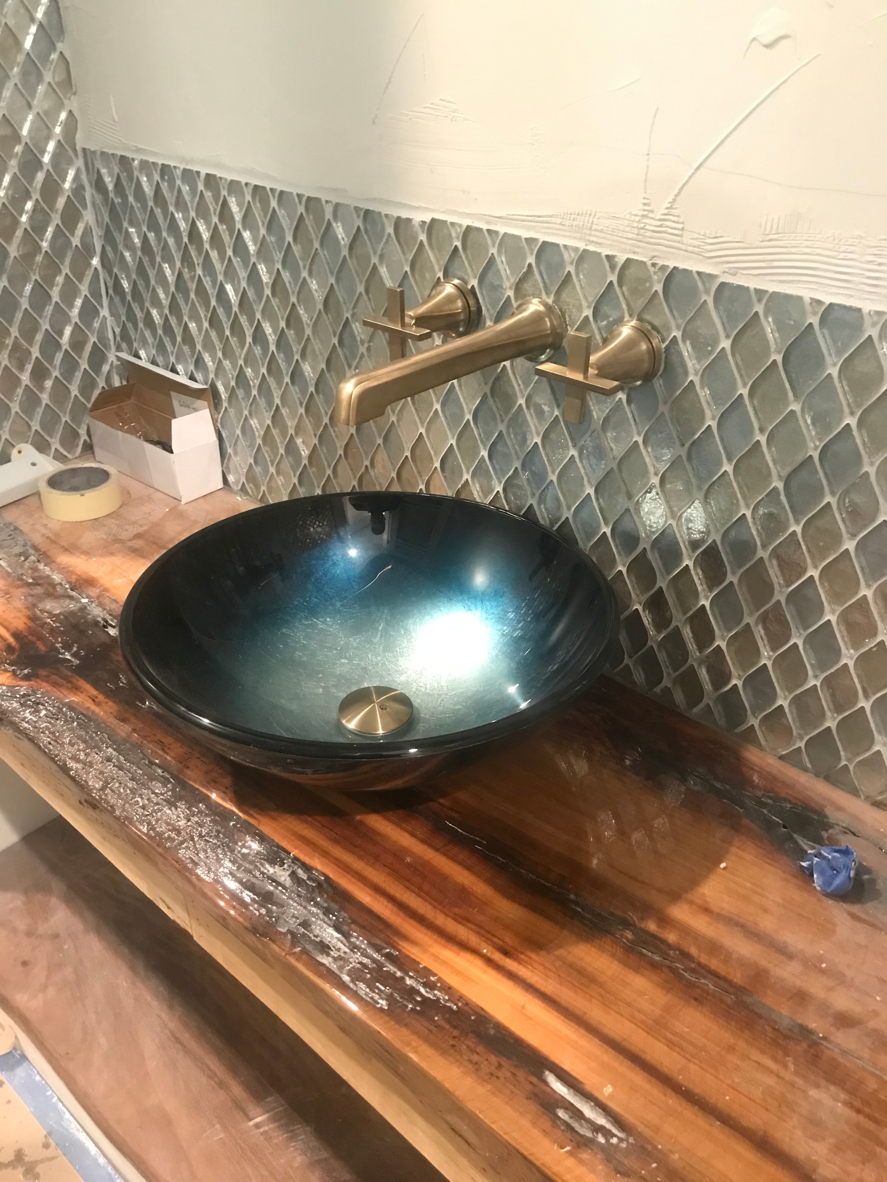 Custom vessel sink installation